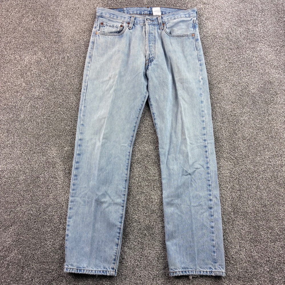 Vintage Y2K Levi's 501 Jeans Mens 32x32 Blue Light Wash Straight Leg Button Fly